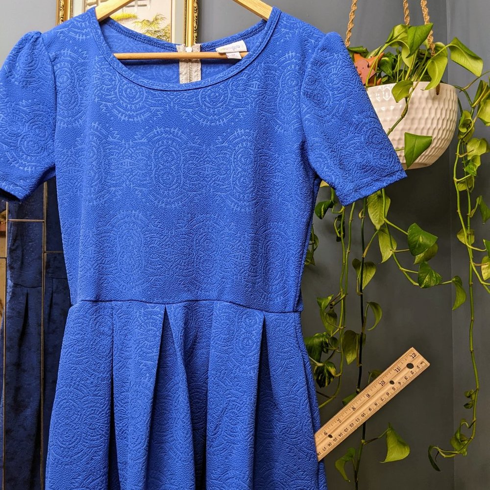 LulaRoe Blue Patterned Dress with Pockets